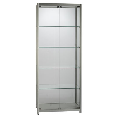 Vitrine verre trempé - L 80 x P 40 x H 198 cm - Vitrines alu tablettes réglables
