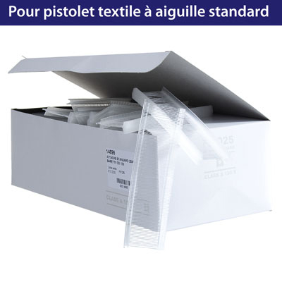 Attache étiquette pour pistolet textile aiguille standard 25mm, polypropylène - Boîte de 10000 - Attaches pour pistolet textile