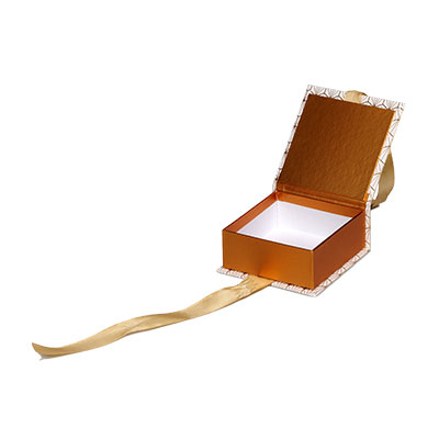 Boîtes kraft Art déco avec couvercle à rabat - blanc / cuivre - 12 x 12 x H 5 cm - Paquet de 6 - Boites cadeaux carton pliables-1