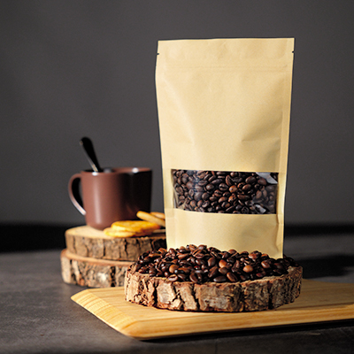 Sachet kraft fermeture par zip 500 ml 14 + 4 x H 22 cm - Paquet de 50 - Sachets doypacks-1