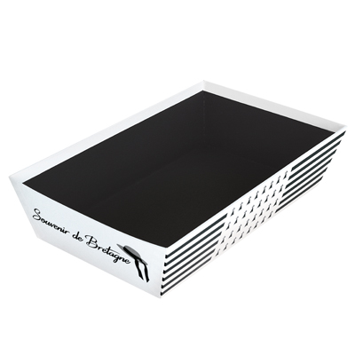 Corbeille carton rectangulaire drapeau breton 33 x 20 x 7,5 cm, paquet de 10 - Corbeilles carton-1