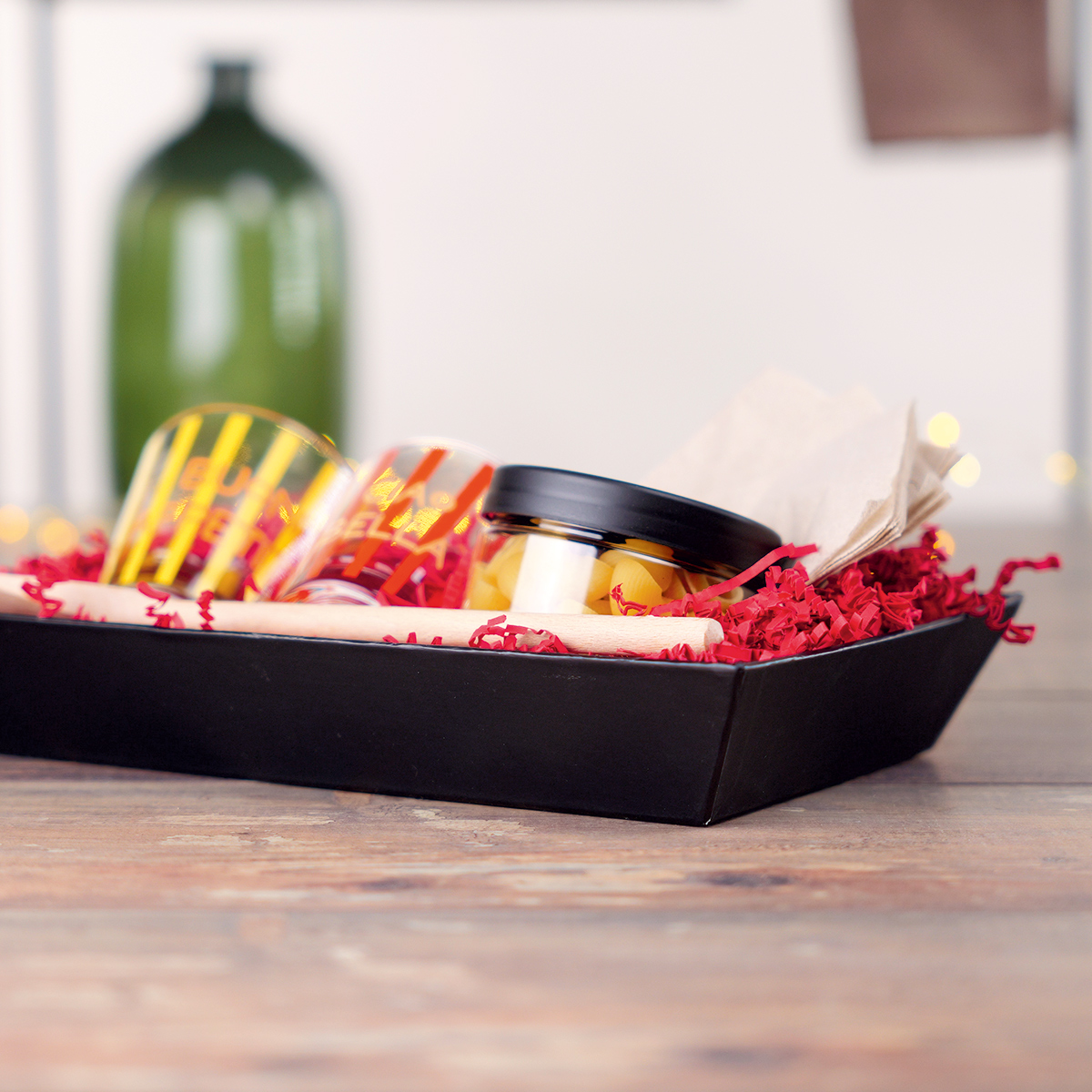 Corbeille carton rectangulaire noir 27 x 20 x 5 cm, paquet de 10 - Corbeilles carton-3