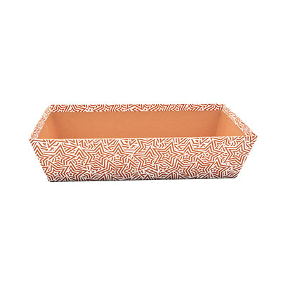 Corbeille carton rectangulaire Origami 33 x 20 x 7,5 cm cuivre / blanc, paquet de 10 - Corbeilles carton