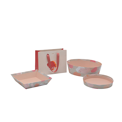 Corbeille carton carrée Beauté 20 x 20 x 5 cm beige clair / terracotta, paquet de 10 - Corbeilles carton-2