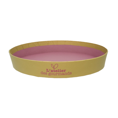 Corbeille carton ronde Épicerie fine ø 20,5 x 3 cm bordeaux, paquet de 10 - Corbeilles carton