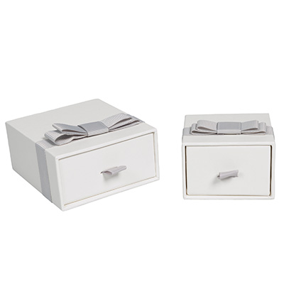 Écrins à bijoux blanc avec ruban gris - Petit modèle - Écrins à bijoux, Coffrets à bijoux-3