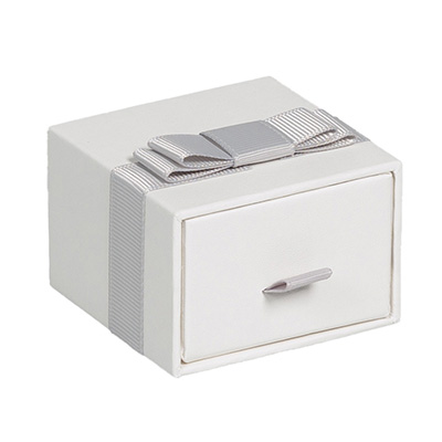 Écrins à bijoux blanc avec ruban gris - Petit modèle - Écrins à bijoux, Coffrets à bijoux
