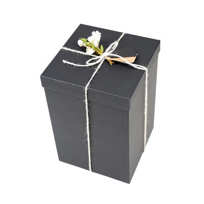 Boîte carrée kraft haute à couvercle amovible - 20 x 20 x H 30 cm - Boites cloches-1