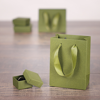 Écrin bijoux papier 5x5x3cm vert olive - boîte bijoux - Écrins à bijoux, Coffrets à bijoux-3