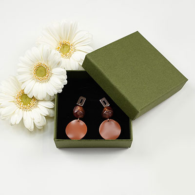 Écrin bijoux papier 9x9x3,5cm vert olive - boîte bijoux - Écrins à bijoux, Coffrets à bijoux-3