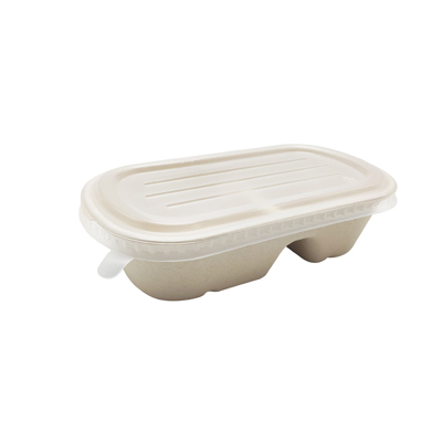 Boîtes à compartiments 1000ml bagasse 23,5 x 13 x 7 cm - Paquet de 50 - Lunchbox et plateaux repas-3