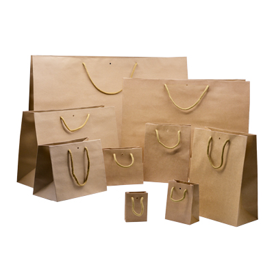 Sacs kraft luxe bruns poignées cordelette 25+13x33 cm 170g/m² – Paquet de 10 - Sacs kraft luxe-1