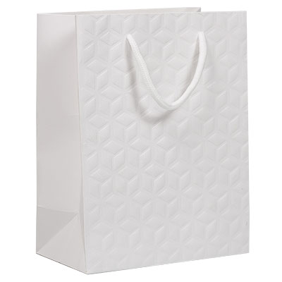 Sacs embossés blanc - moyen modèle - Sacs pelliculés poignées cordelette
