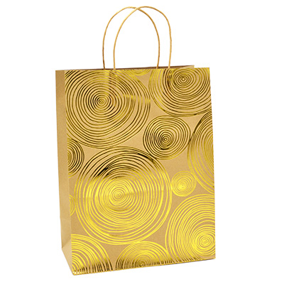 Sac kraft à spirales or 2 faces 25 + 13 x 33 cm - Paquet de 20 - Sacs kraft à motifs-1