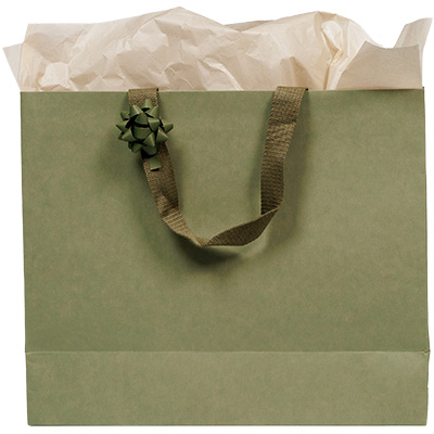 Sacs cadeaux kraft - vert tilleul - 36 + 13 x H 30 cm - Sacs kraft luxe-1