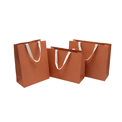 Sacs luxe terracotta poignées coton - 25 + 13 x H 33 cm - Sacs kraft luxe-3