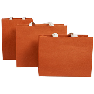 Sacs luxe terracotta poignées coton - 33 + 13 x H 25 cm - Sacs kraft luxe-1