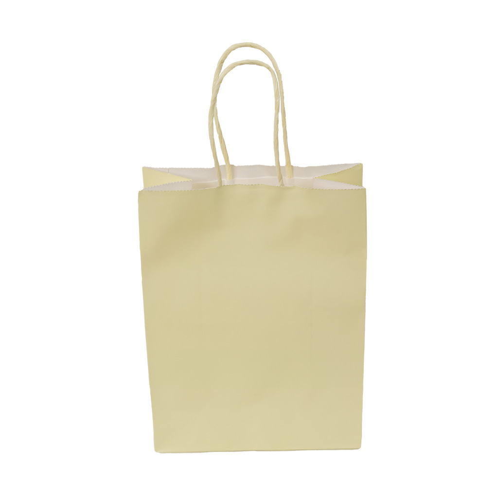 Sacs kraft jaune pastel à poignées torsadées 16+8x22cm 120g/m² (x50) - Sacs kraft couleur poignées torsadées-2