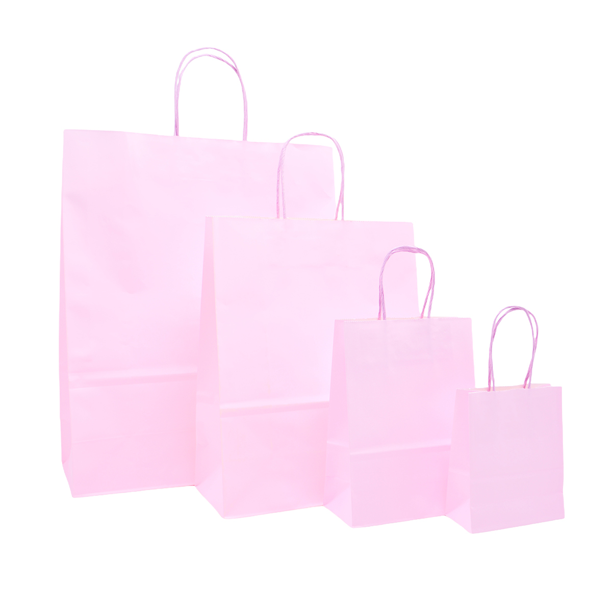 Sacs kraft rose pastel à poignées torsadées 16+8x22cm 120g/m² (x50) - Sacs kraft couleur poignées torsadées-2