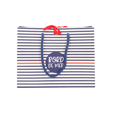Sacs papier kraft poignées cordelettes - 22+9x17cm - Collection Mer - Sacs pelliculés à motifs-1