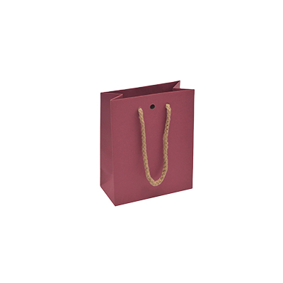 Sacs kraft luxe poignées cordelières - framboise - 12+6x15cm - Sacs kraft luxe