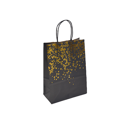 Sac kraft luxe brun / or et poignées torsadées – L 16 x P 8 x H 22 cm – Paquet de 20 - Sacs kraft luxe