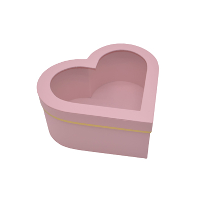 Boîtes cœur roses liseré or à fenêtre 26+24x11,5 cm – Paquet de 2 - Boites cloches