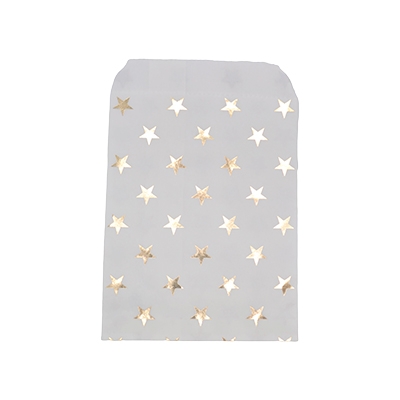 Pochettes cadeaux kraft blanc étoiles or dorure à chaud 13 x 18 cm 50 g/m² - Paquet de 100 - Pochettes cadeaux à motifs