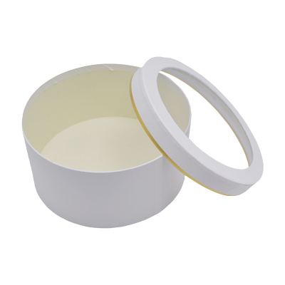 Boîtes rondes blanches liseré or fenêtre 24,2x12cm – Paquet de 2 - Boites cloches-2