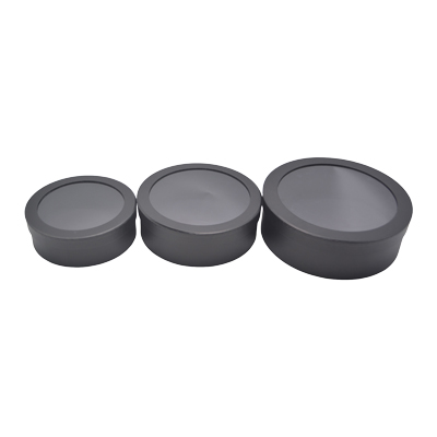 Boîtes rondes noires fenêtre 25x8cm – Paquet de 4 - Boites cloches-1