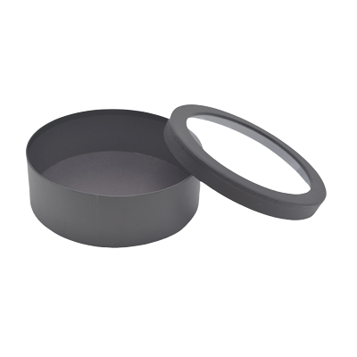 Boîtes rondes noires fenêtre 25x8cm – Paquet de 4 - Boites cloches-4