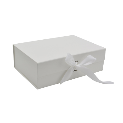 Boites cadeau carton blanches avec ruban 33,5x26x15cm – Paquet de 5 - Boites cadeaux carton pliables