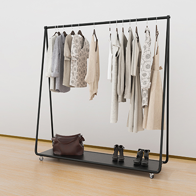 Portant vêtement design droit fixe noir avec 1 étagère 120 x 40 x H 160 cm - Portants à vêtements droits-2