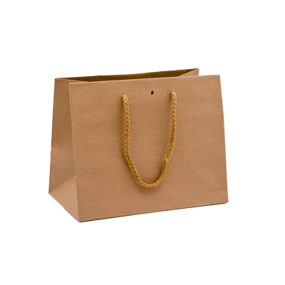 Sacs kraft luxe bruns poignées cordelette 24+14x19,5 cm 170g/m² – Paquet de 10 - Sacs kraft luxe
