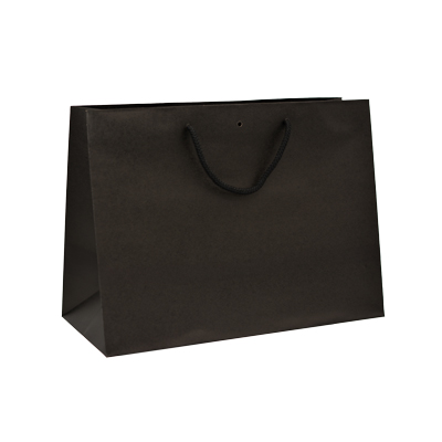 Sacs kraft luxe noirs poignées cordelette 39+18x29 cm 190g/m² – Paquet de 10 - Sacs kraft luxe