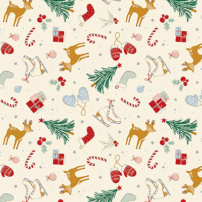 Papier cadeau Hiver enchanté multicolore 70 cm x 50 m 80 g/m²  - Papier cadeaux couchés à motifs