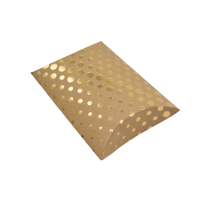 Boîte berlingot carton kraft à pois dorés 7 x 7 x 3 cm – Paquet de 100 - Boites berlingots