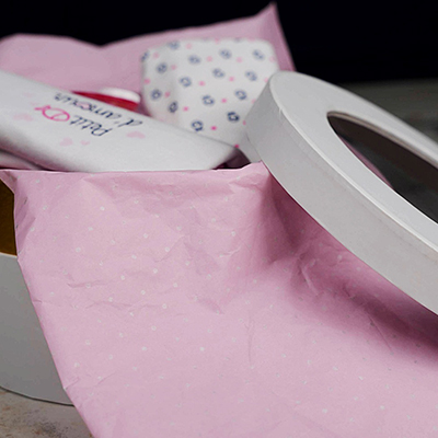 Papier de soie rose à pois 50x70cm 17g/m² – Paquet de 120 feuilles - Papiers de soie-2