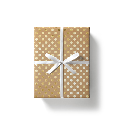 Papier cadeau kraft brun pois dorés à chaud 70 cm x 25 m 80 g/m² – le rouleau - Papiers cadeaux à effets-1