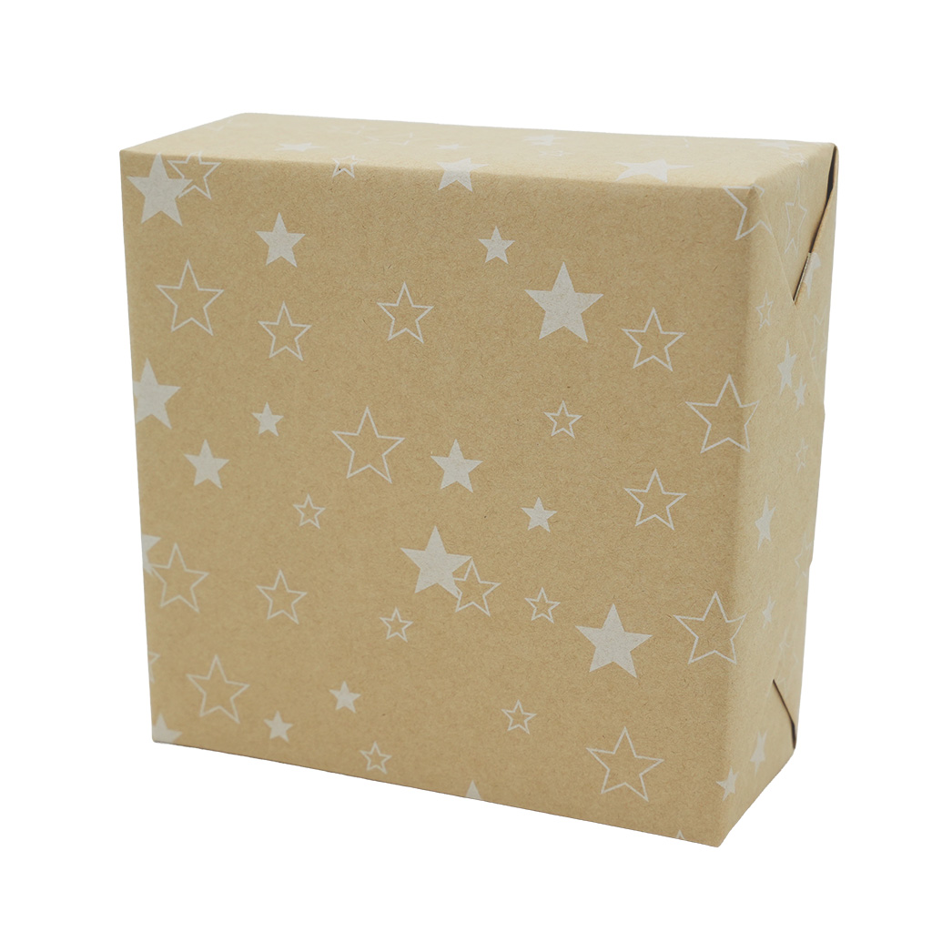 Papier cadeau kraft brun étoiles blanches 70 cm x 50 m 80 g/m² – Le rouleau - Papiers cadeaux kraft à motifs-1