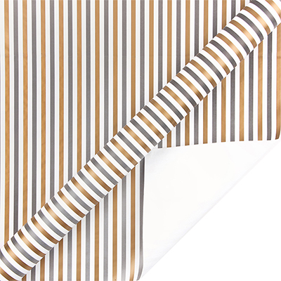 Papier cadeau rayures blanc, cuivre & gris 70 cm x 50 m 80 g/m² – Le rouleau - Papier cadeaux couchés à motifs