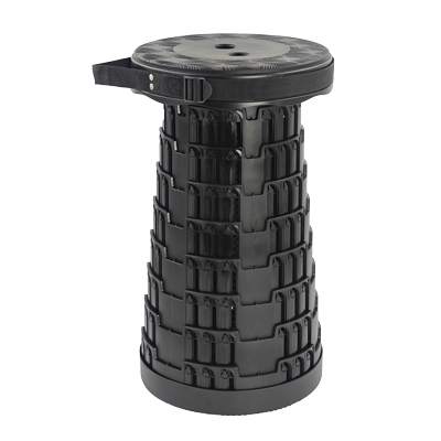 Tabouret télescopique pliant noir plastique Ø25cm H45cm, coussin intégré - Tabourets marchepieds-5