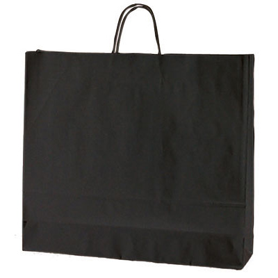 Sac kraft noir à poignées torsadées 55+15x49cm 120g/m² (x25) - Sacs kraft couleur poignées torsadées