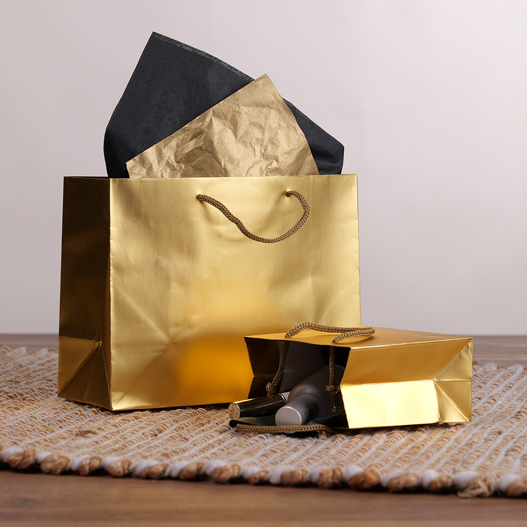 Sacs pelliculés à poignées cordelettes or mat - 13,5 + 6 x H 11 cm - Sacs pelliculés poignées cordelette-3