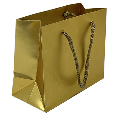 Sacs pelliculés à poignées cordelettes or mat - 13,5 + 6 x H 11 cm - Sacs pelliculés poignées cordelette-1