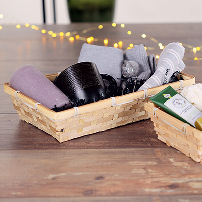 Corbeille bambou rectangulaire naturel 33 x 21 x 7 cm, paquet de 10 - Corbeilles bambou-1