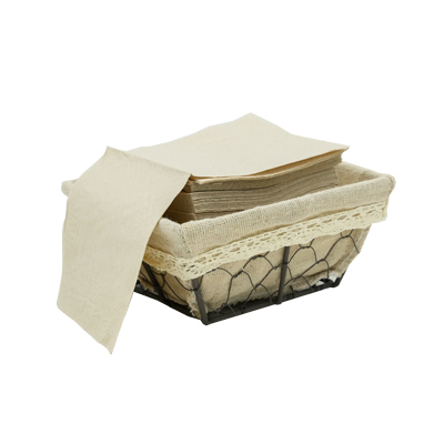 Corbeille métal carrée marron avec tissu beige 14 x 14 x 7 cm - Corbeilles métal-1