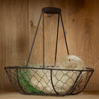 Panier métal ovale marron avec 1 anse 23 x 15 x 8 cm - Paniers-1