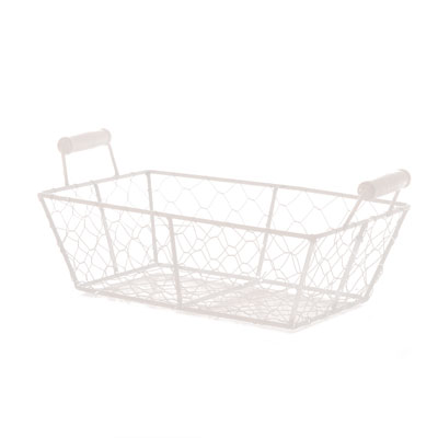 Corbeille métal rectangulaire blanche avec 2 anses 25 x 16,5 x 8 cm - Corbeilles métal