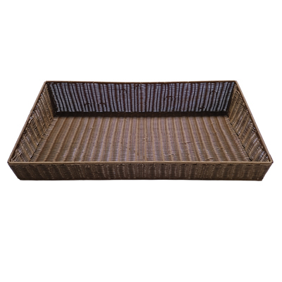 Corbeille manne rectangulaire plastique marron 98 x 49 x 11/20 cm - Vanneries